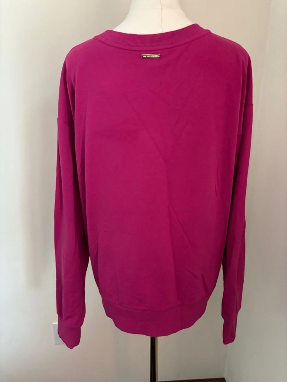 Michael Kors Hot Pink Sweatshirt with Gold MK Logo - Picture 4 of 6